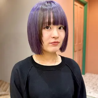 ミディアム カラー 艶ブリーチカラー✨ ボブレイヤーSakiのヘアスタイル