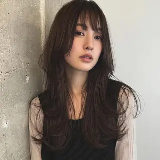 ロング 韓国レイヤーカット✨ 縮毛矯正　原田 優作のヘアスタイル