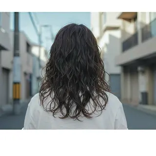 セミロング メンズ曲がる 縮毛矯正/駅徒歩4分のヘアスタイル