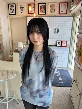 ミディアム レイヤーウルフ エクステ磯部のヘアスタイル
