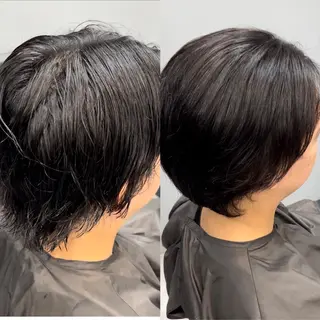 ミディアム パーマ メンズ 曲がる縮毛矯正 LIBER 岩名のヘアスタイル