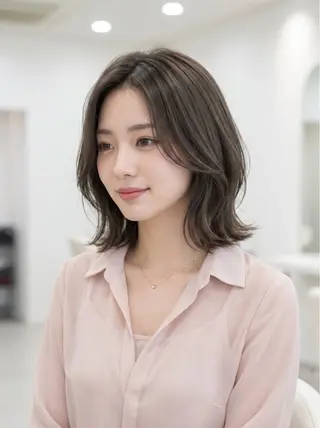 ミディアム カラー 韓国レイヤーカット× 髪質改善ラビマーニのヘアスタイル