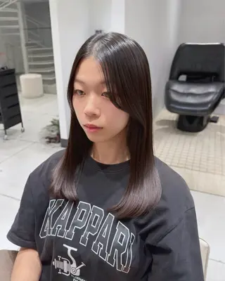 ロング カラー パーマ レイヤーカット/縮毛 矯正/川添桃花のヘアスタイル