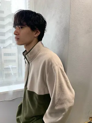ショート パーマ メンズ ボブパーマコテ巻き風 パーマNo1深江秀平のヘアスタイル