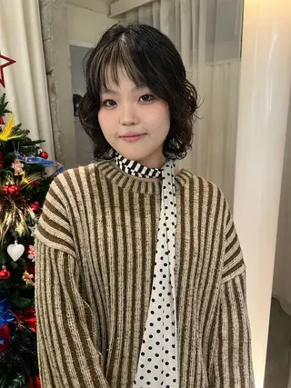 ミディアム カラー パーマ 圧倒的デザイン力 店長🎨RENAのヘアスタイル