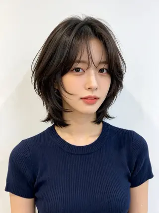ミディアム ウルフカット 811 大阪梅田 ウルフのヘアスタイル