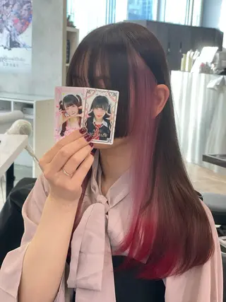 ロング 💖推しカラー💖 オタク美容師✂ゆづきのヘアスタイル