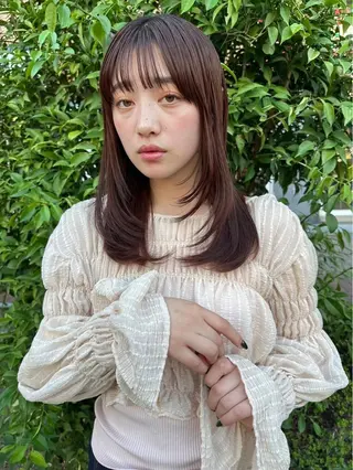 セミロング 艶カラー/フェイス レイヤー/たむのヘアスタイル