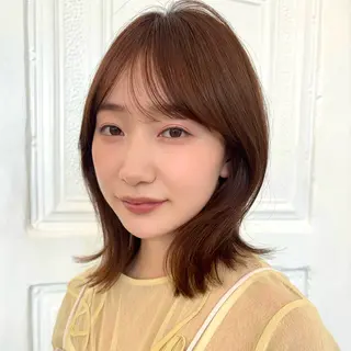 ミディアム カラー 顔まわり🥨レイヤー /透明感/水口舞奈のヘアスタイル