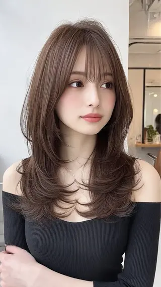 セミロング カラー 韓国×艶ハイトーンが かわいい✨️リオ🍒のヘアスタイル