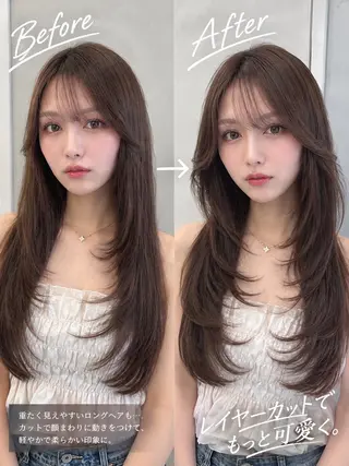 ミディアム ✨縮毛矯正✨レイヤー ホウダカズヒロのヘアスタイル