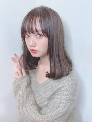 セミロング カラー パーマ ヘアアレンジ 【公式】amble luxe池袋東口🩷のヘアスタイル