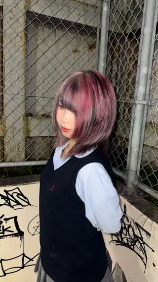 セミロング 似合わせカット/ デザインカラー🦄のヘアスタイル