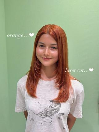 セミロング カラー 透明感カラー/ヘアメ ガーリーヘア/amiのヘアスタイル
