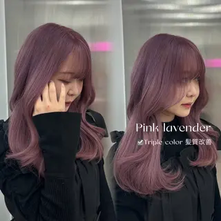 セミロング カラー 抜け感レイヤー︴ ニュアンスカラーのヘアスタイル