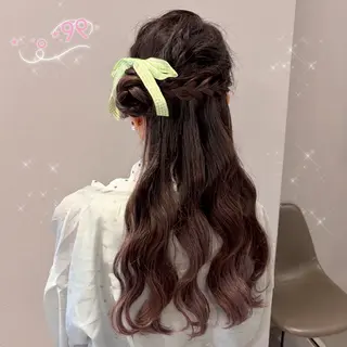 ロング ヘアアレンジ 顔周り/ガーリー /ヘアメ/あつはのヘアスタイル
