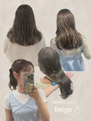セミロング カラー くすみベージュカラー 🪻HARUKAのヘアスタイル