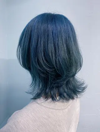 ミディアム カラー ヘアアレンジ 韓国レイヤーカット/ 儚げカラーチナツのヘアスタイル