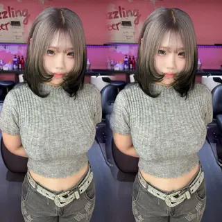 ミディアム moe/名古屋 /ブリーチモデルのヘアスタイル