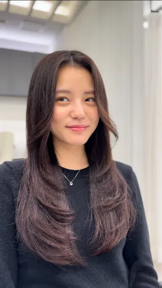 ロング カラー 前髪顔まわりカット 🌈中村海聖のヘアスタイル