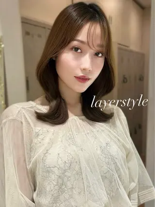 ミディアム 似合わせレイヤー モテカラー🤍三科のヘアスタイル