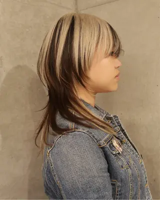 ミディアム カラー ハッシュカット/ハイ トーン/HIROKIのヘアスタイル