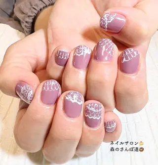 ネイル ショートネイル 森のさんぽ道のネイルデザイン