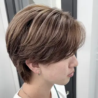 ショート カラー メンズ 曲がる縮毛矯正 LIBER 岩名のヘアスタイル