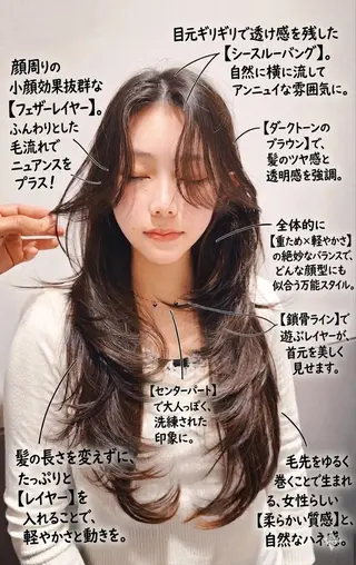 ロング カラー 新宿/レイヤー特化 韓国ヘア/海外ヘアのヘアスタイル