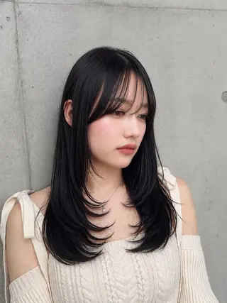 ミディアム カラー パーマ ヘアアレンジ 🌱透明感カラー🌱 レイヤー/コウスケのヘアスタイル