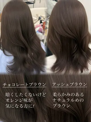 セミロング 透明感カラー🩶 ×小顔カット難波のヘアスタイル