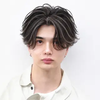 ショート カラー パーマ ヘアアレンジ メンズ メンズメッシュパーマ 😈 RIKU渋谷のヘアスタイル
