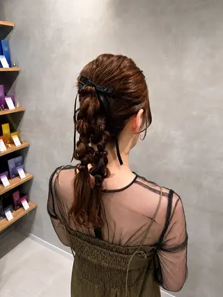 ロング ヘアアレンジ うる艶カラー 顔周りカット♡ikuのヘアスタイル