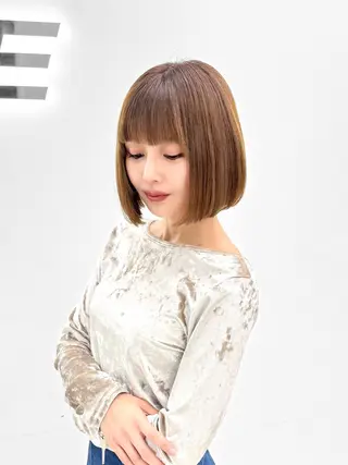 ショート カラー ヘアアレンジ 縮毛矯正🤍 盛れるボブ/ひかりのヘアスタイル