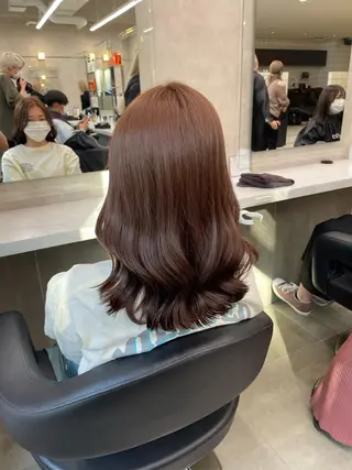 ミディアム カラー パーマ ヘアアレンジ メンズ キッズ ネイル マツエク・マツパ アイブロウ 🦋縮毛/韓国レイヤ ー/透明感カラー🦋のヘアスタイル
