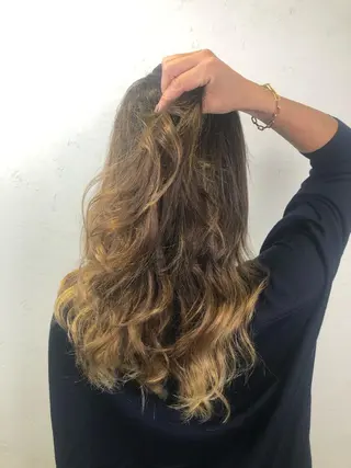 セミロング カラー 池田 寿子のヘアスタイル