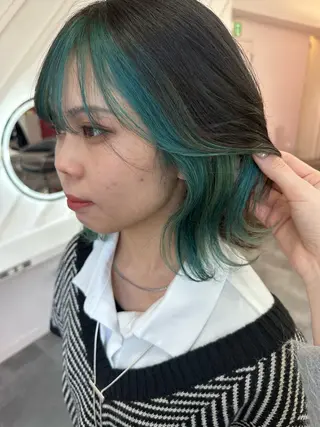 ミディアム カラー ヘアアレンジ 原宿/韓国ボブ /くびれボブ/優希のヘアスタイル