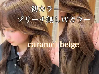 ミディアム カラー ブリーチなしダブル カラー縮毛矯正 下野のヘアスタイル