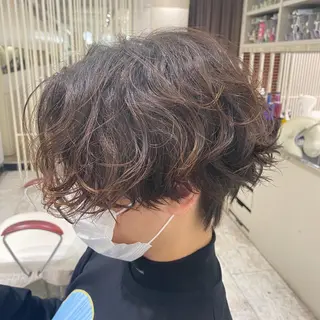 カラー パーマ 韓国ヘア レイヤーカットのヘアスタイル