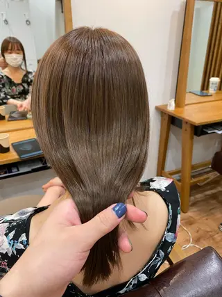 ミディアム カラー 髪質改善&縮毛矯正 カット/soyaのヘアスタイル