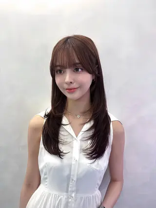 セミロング カラー 盛れる顔周りカット ♥️韓国ヘア"ちぇるのヘアスタイル