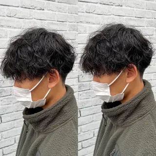 ショート パーマ ヘアアレンジ メンズ マツエク・マツパ アイブロウ レイヤーカット♡ 🌻鈴木花🌈のヘアスタイル