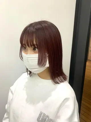 ミディアム カラー 🌷ラベンダーピンク 顔まわり🌷ねいろのヘアスタイル