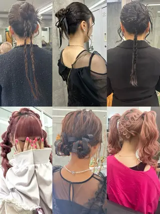 セミロング ヘアアレンジ Acchon/心斎橋 💚ダブルカラーのヘアスタイル