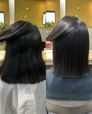ミディアム パーマ hubhair レイヤー/透明感のヘアスタイル
