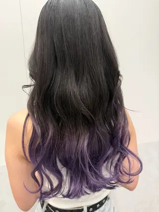 ミディアム カラー インナーカラー 推し ブリーチ 髪質改善のヘアスタイル
