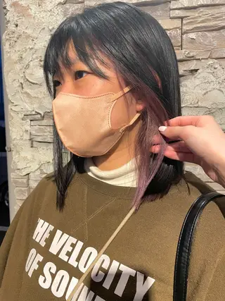 ミディアム 色落ちまで可愛い🩷 透明感🩵安江理緒のヘアスタイル