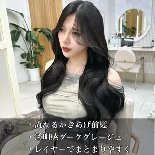 ロング カラー 🇰🇷韓国風くびれ ヘア🇰🇷中村優大のヘアスタイル