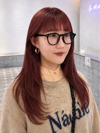 セミロング カラー ヘアアレンジ レイヤー×ベージュ ×暖色🩷AINAのヘアスタイル