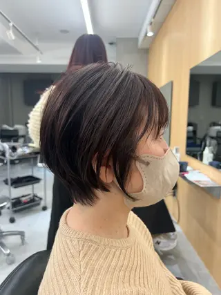 ショート 曲がる縮毛矯正 バレイヤージュ森田のヘアスタイル